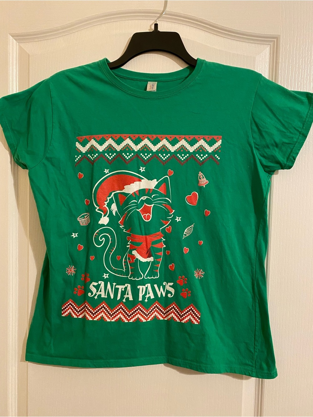 Christmas Cat shirt SANTA PAWS size 2XL